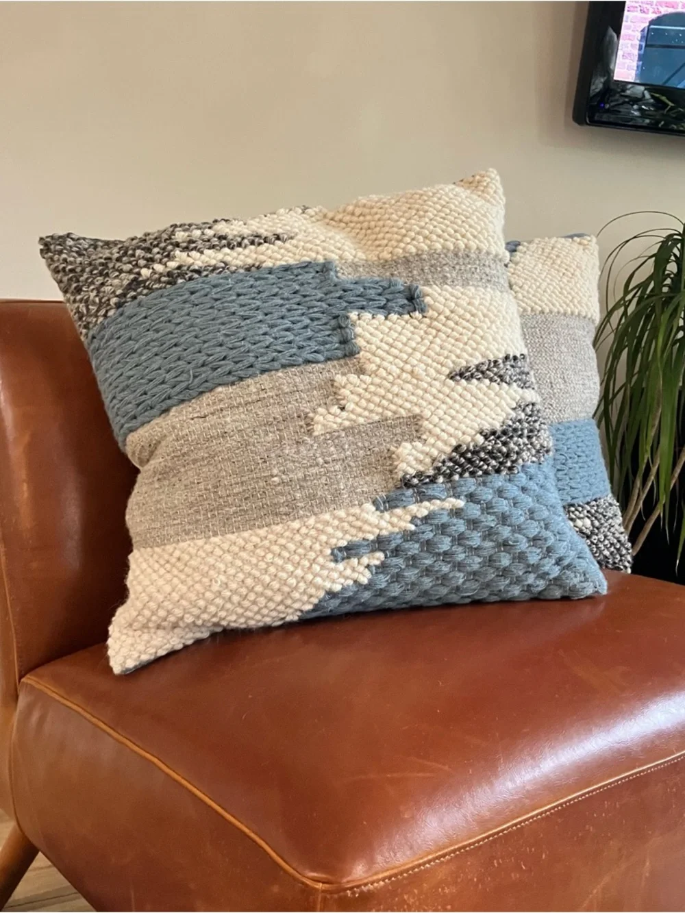Loloi For Magnolia Home | Textured Cotton Geometric Western Throw Pillows Pair